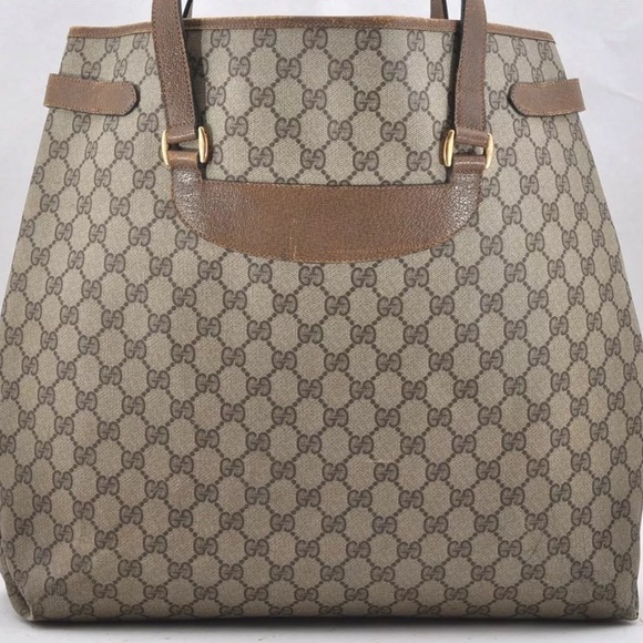 AUTH GUCCI Vintage Gucci GG Monogram Large Shoulder Bag Tote - Picture 2 of 13